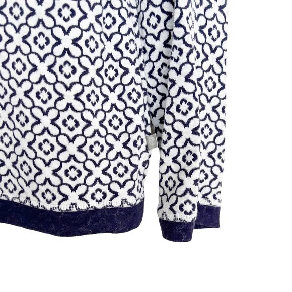 T by Talbots Blue White Printed Crewneck Sweater Sz S - Picture 4 of 6